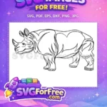 Free Powerful Horned Rhino Free Stylized Tribal Swirls Animal Doodle Free SVG - Instant Download