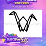 Free Origami Crane Outline Free Minimalist Doodle Bird Art Free SVG - Instant Download
