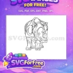 Free Stylized Rhino Doodle Free Black Line Art Wild Animal Free SVG - Instant Download