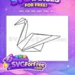 Free Origami Crane Free Black Line Art Bird Doodle Free SVG - Instant Download