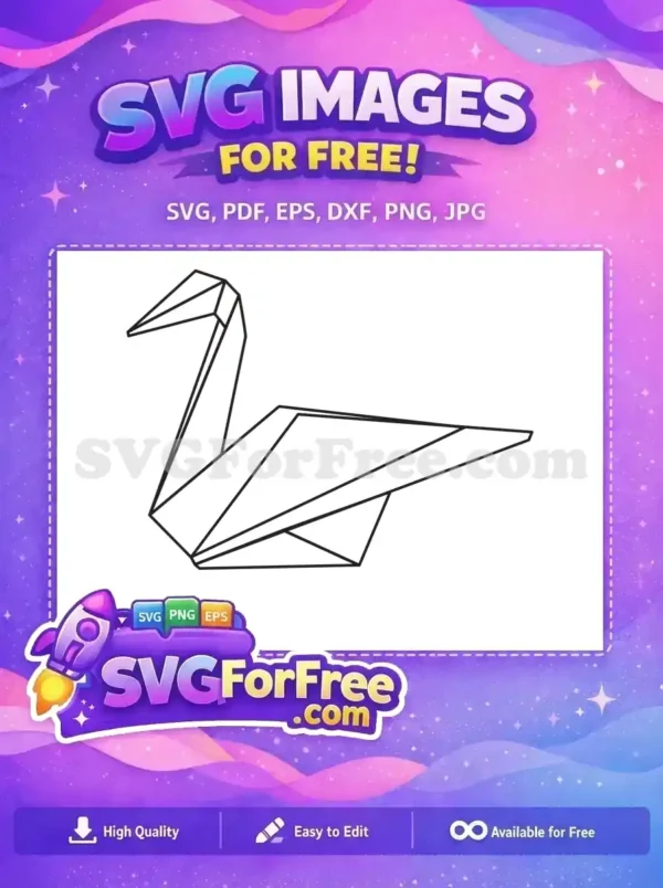 Free geometric origami swan SVG outlines, ideal for crafts, decor, or digital art. A versatile, free design.