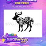 Free Black Deer Free Majestic Antlers Doodle Art Free SVG - Instant Download