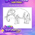 Free Intricate Elephant Outline Free Majestic Trunk Design Animal Doodle Free SVG - Instant Download