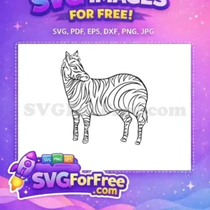 A captivating free zebra outline SVG, standing majestically, with intricate stripe patterns. Download this free animal design now!