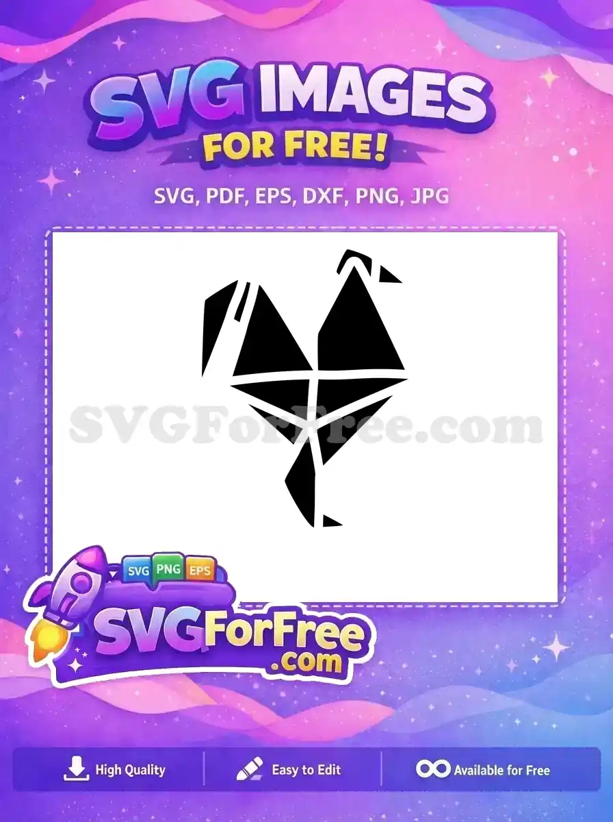 A striking free geometric rooster SVG design, featuring sharp black triangular shapes on a clean white background. Instantly download this free vector art.