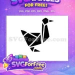 Free Geometric Black Duck Free Origami Style Animal Doodle Art Free SVG - Instant Download