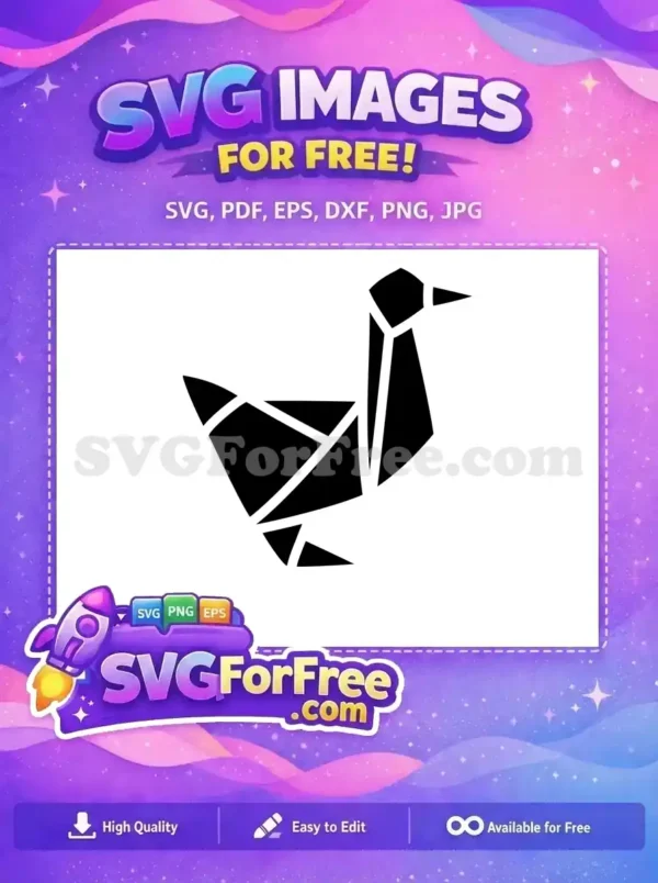 A free origami goose SVG, showcasing its elegant geometric folds and clean lines. An excellent free design resource.