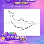 Free Swimming Dolphin Outline Free Cute Animal Doodle Ocean Life Free SVG - Instant Download