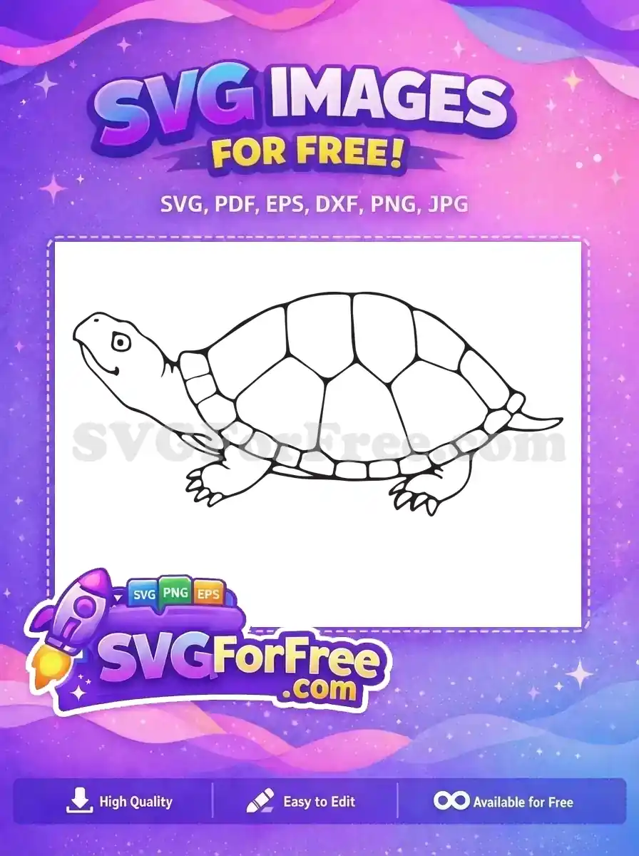 A delightful free turtle outline, side view, perfect for coloring pages and crafts. Grab this free SVG design!