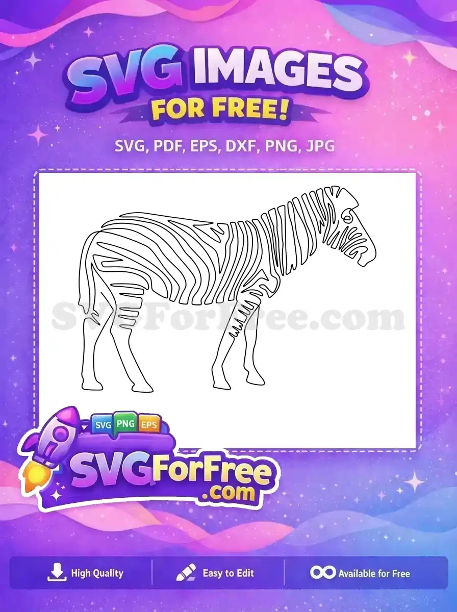 Discover this free elegant one-line zebra SVG, perfect for crafting and digital art projects, offering a unique style.