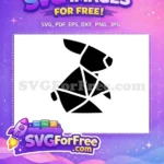 Free Geometric Black Rabbit Free Outline Doodle Wildlife Free SVG - Instant Download