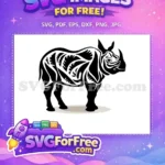 Free Black Rhinoceros Free Intricate Doodle Pattern Safari Animal Free SVG - Instant Download