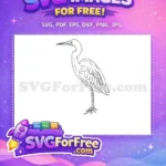 Free Elegant Heron Free Doodle Bird Animal Doodle SVG Free SVG - Instant Download