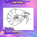 Free Curled Shrimp Free Ocean Prawn Animal Doodle Free SVG - Instant Download