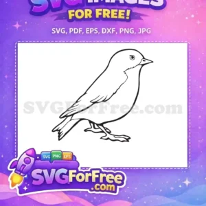 A lovely free outline of a small bird, perfect for coloring or crafting. This free SVG design offers versatile creative possibilities.