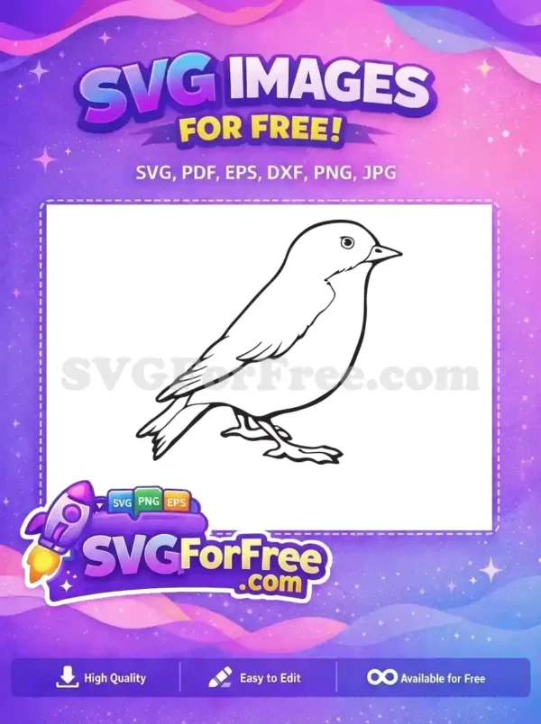Charming Free Bird Outline SVG – Instant Download Design A lovely free outline of a small bird, perfect for coloring or crafting. This free SVG design offers versatile creative possibilities.