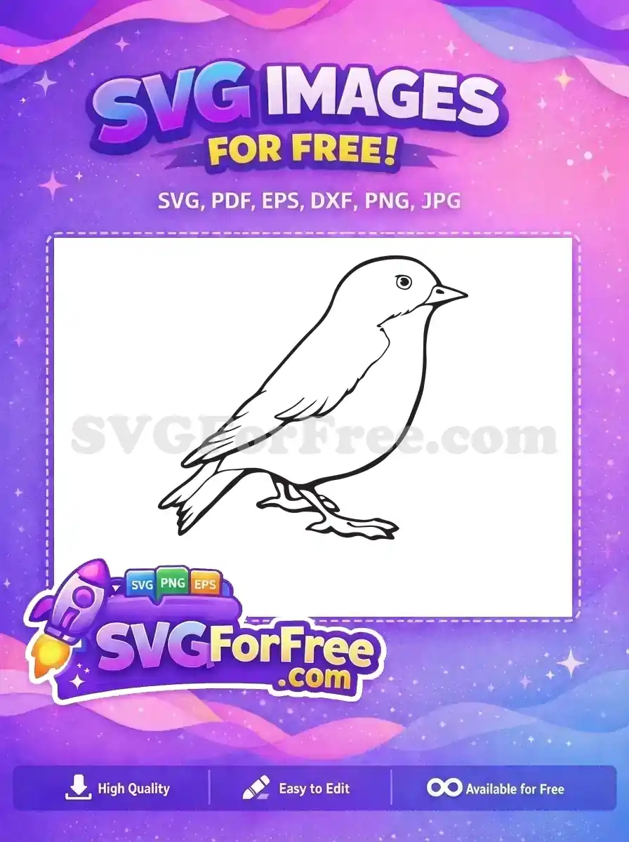 A lovely free outline of a small bird, perfect for coloring or crafting. This free SVG design offers versatile creative possibilities.