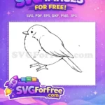 Free Cute Bird Free Black Outline Animal Doodle Free SVG - Instant Download