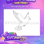 Free White Dove Free Flying Bird Animal Doodle Free SVG - Instant Download