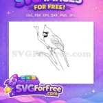 Free Crested Cardinal Outline Free Black Masked Doodle Wildlife Free SVG - Instant Download