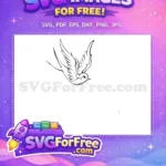 Free Graceful Flying Free Black Outline Bird Animal Doodle Free SVG - Instant Download
