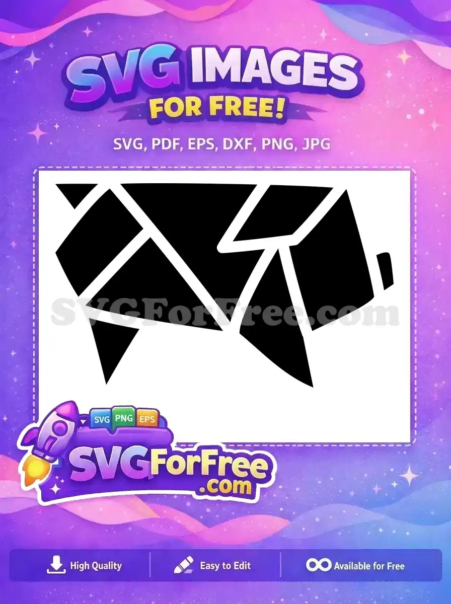 A free geometric pig SVG design, featuring sharp angles and a modern, abstract style, perfect for animal lovers.