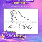Free Long Tusks Free Bushy Whiskers Walrus Doodle Art Free SVG - Instant Download