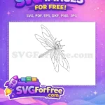 Free Dragonfly Outline Free Intricate Veined Wings Animal Doodle Art Free SVG - Instant Download
