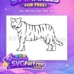Free Simple Outline Tiger Free Hand Drawn Animal Doodle Free SVG - Instant Download