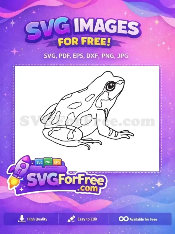 A captivating free frog outline SVG, showcasing a detailed side profile with distinct spot patterns. Essential free vector art.