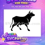 Free Black Bull Silhouette Free Strong Animal Farm Free SVG - Instant Download