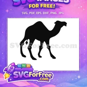 Download this free, elegant camel silhouette SVG for your creative projects. A versatile desert animal design, ready to use easily.