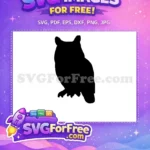 Free Majestic Black Owl Silhouette Free Perched Woodland Bird Design Free SVG - Instant Download