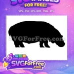 Free Black Hippo Free Grazing African Wildlife Animal Free SVG - Instant Download
