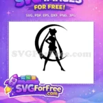 Free Silhouette Stance Free Crescent Moon Sailor Moon Free SVG - Instant Download