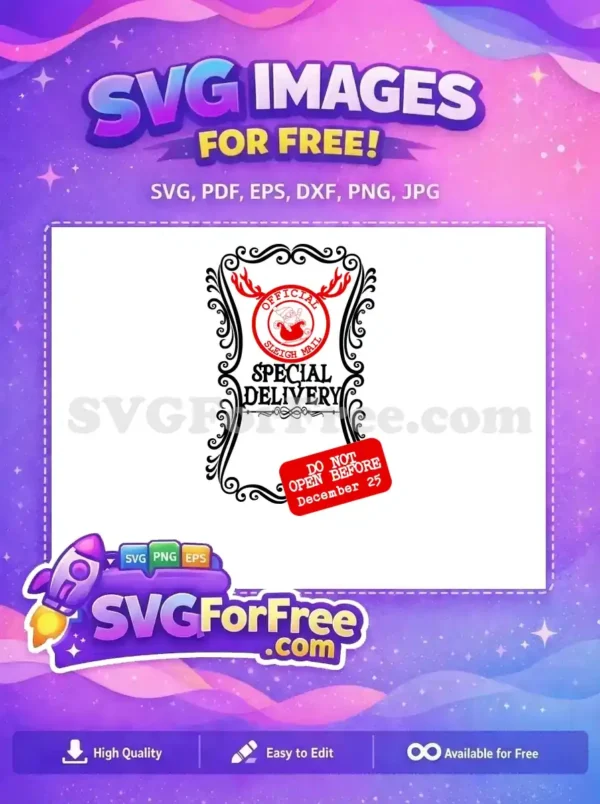 Free Decorative Reindeer Free Santa Sleigh Mail Special Delivery Free SVG
