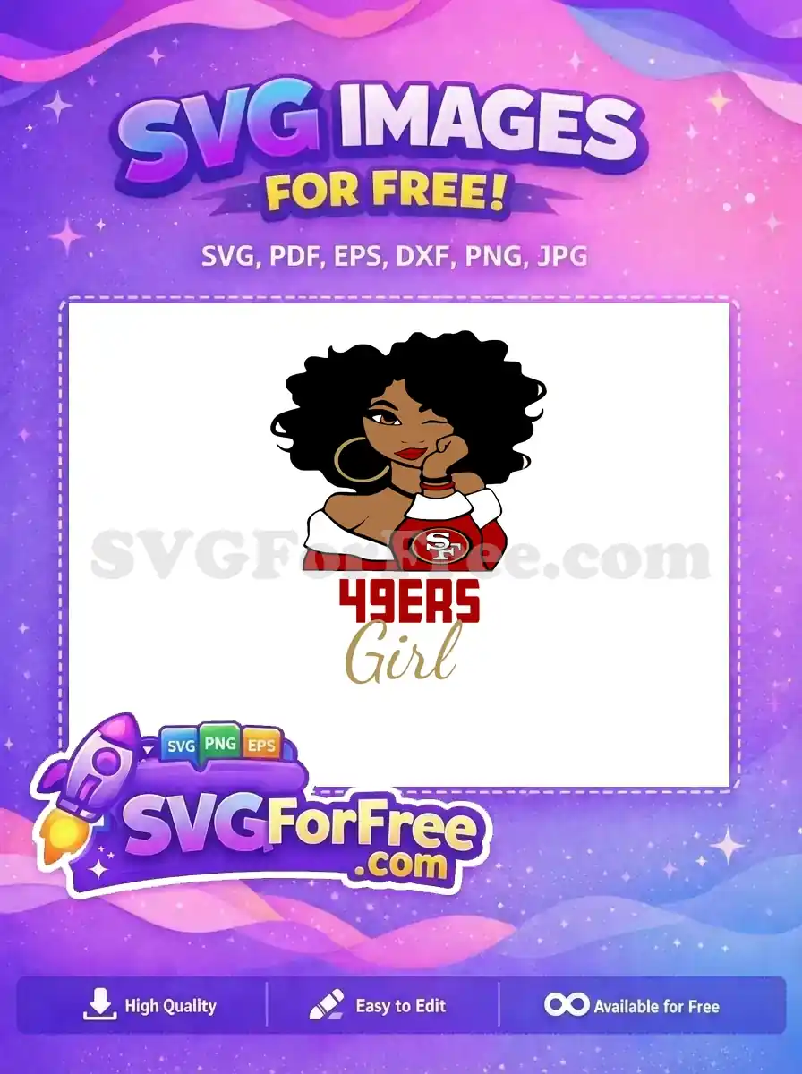 Free Winking Afro Girl Free 49ers Gear San Francisco Free SVG