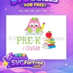 Free Pink Owl Green Bow Free Pre-K Cutie Design Free SVG - Instant Download