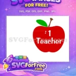 Free Red Apple Free Number One Teacher School Free SVG - Instant Download