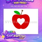 Free Red Apple Free White Heart School Free SVG - Instant Download