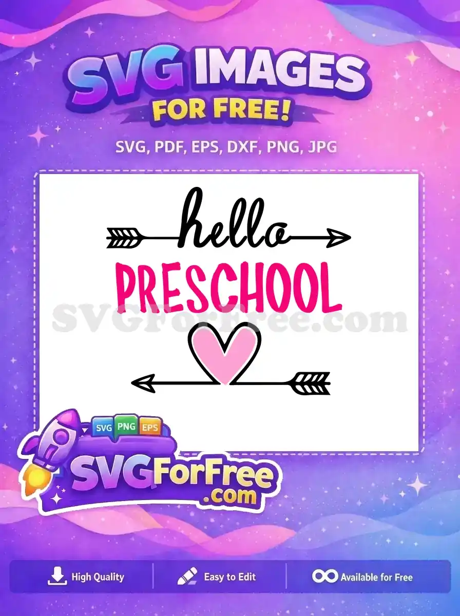 Free Hello Preschool Free Pink Heart Arrow Free SVG