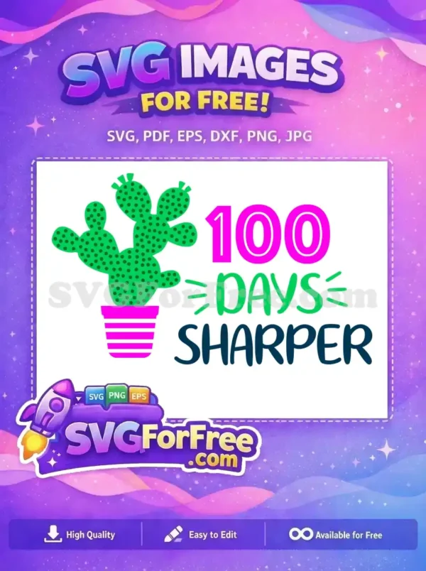 Free Cactus Pot Free 100 Days School Free SVG 1 Free Cactus Pot Free 100 Days School Free SVG 1