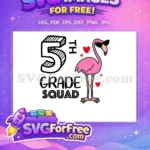 Free 5th Grade Free Pink Flamingo Hearts School Free SVG - Instant Download