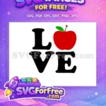 Free Black Love Letters Free Red Apple Teacher Free SVG - Instant Download