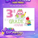 Free Cute Pink Owl Free 3rd Grade School Free SVG - Instant Download