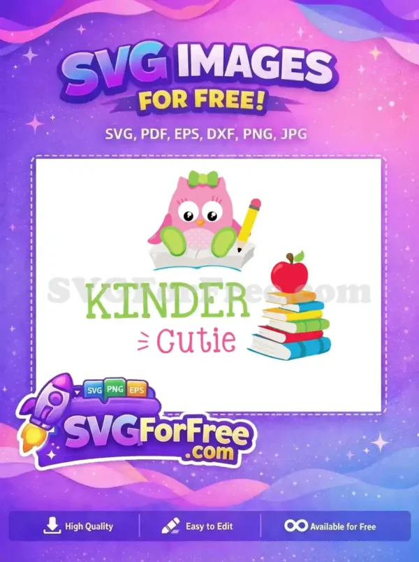 Free Pink Owl Bow Free Pencil Book School Free SVG