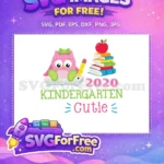 Free Pink Owl Bow Free Stacked Books Kindergarten Free SVG - Instant Download