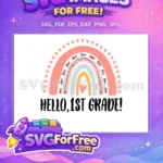 Free Hearts Rainbow Free Love Dots Hello 1st Grade Free SVG - Instant Download