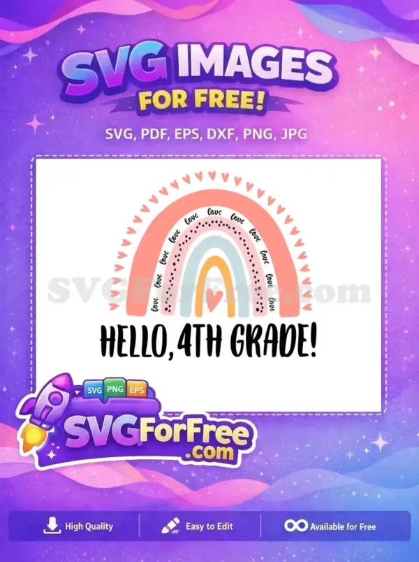 Free Hearts Rainbow Free Love Hello 4th Grade Free SVG