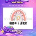 Free Hearts Rainbow Free Pastel Colors Hello 6th Grade Free SVG - Instant Download